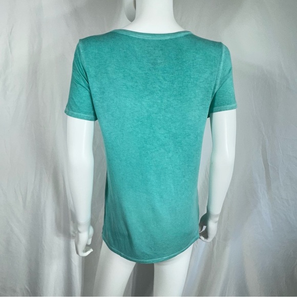 Arizona Jean Co. Turquoise Thin Sheer Criss-Cross V-Neck Tee - Picture 5 of 5